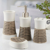 White Wood Ceramic Bath Set