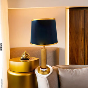 Wooden Texture & Gold Brass Table Lamp