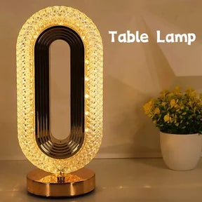 Modern Luxury Oval USB Rechargeable Crystal Table Lamp
