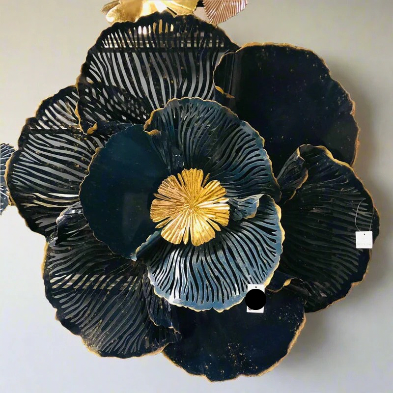 Black Flower Design Metal Wall Frame