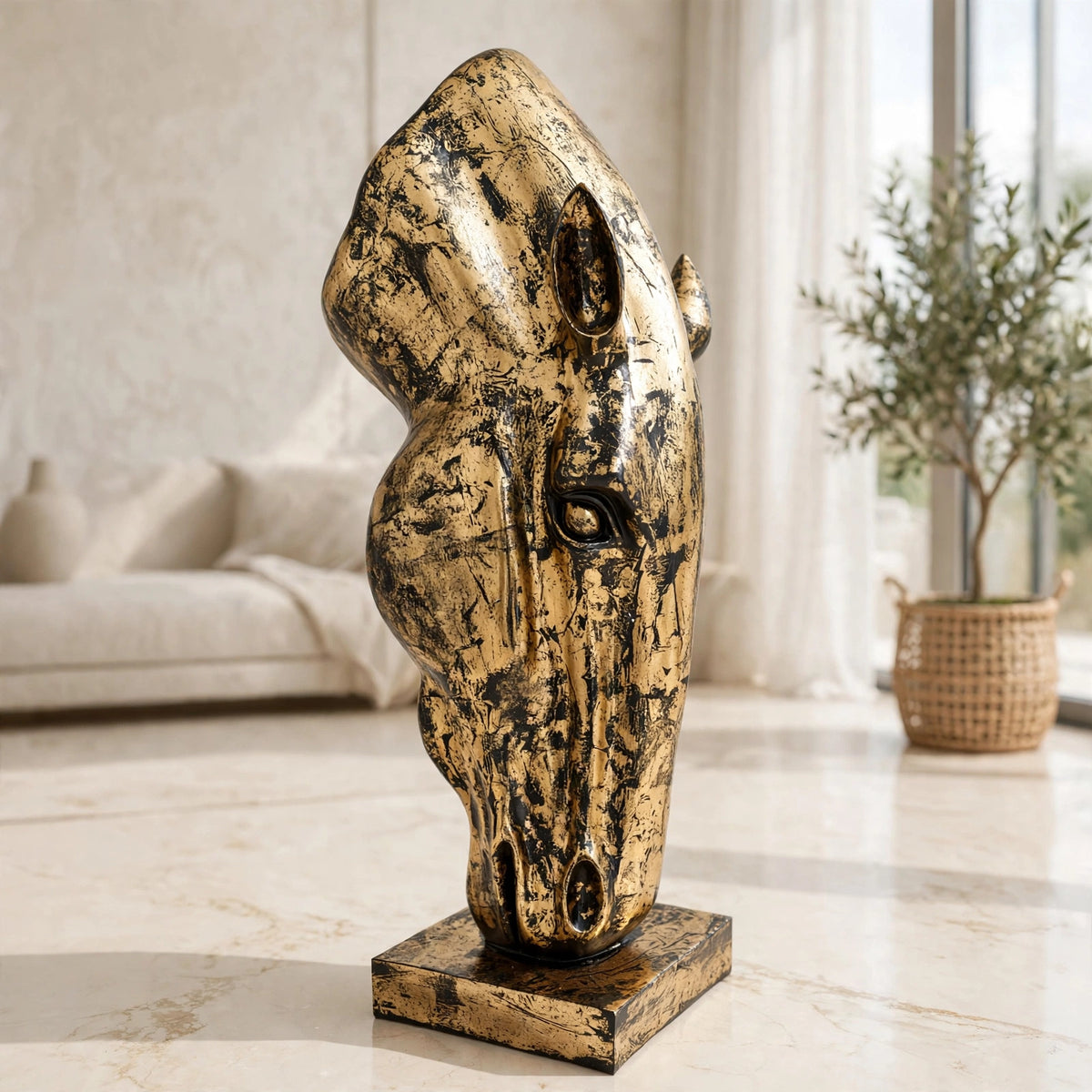 Midnight Stallion Horse Head Sculpture