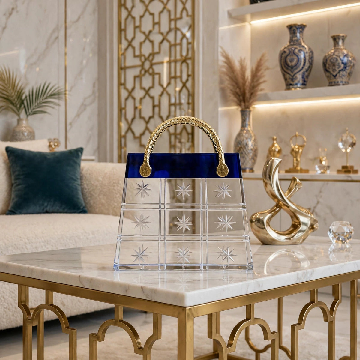 Luxe Crystal Hand Bag Decor