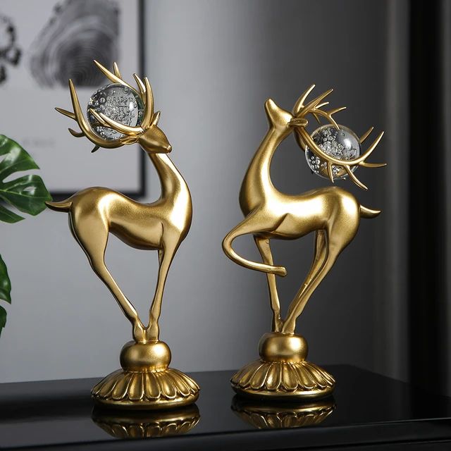 Resin Deer Statue Sculpture ( Pair )