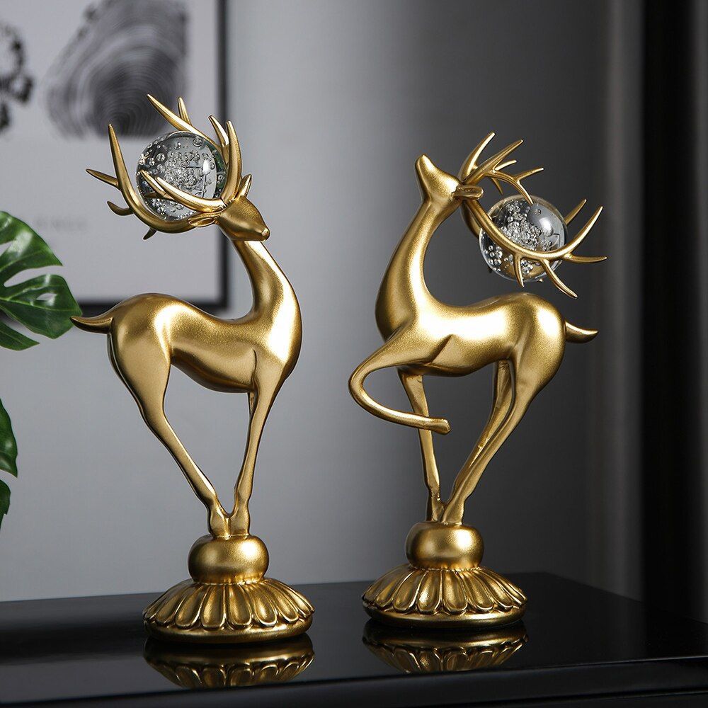 Resin Deer Statue Sculpture ( Pair )