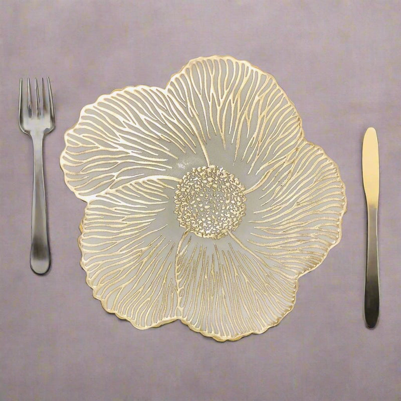 Gold Round Flower Shape Placemats (Set of 2)