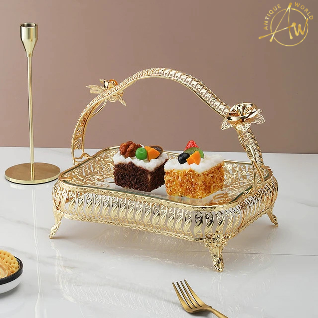 Storage Bowl Toughened Metal Glass Decor