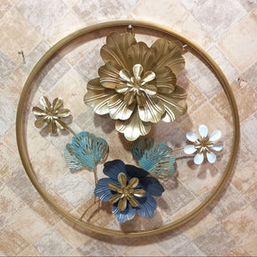 Round Shaped Metal Floral Wall Decor