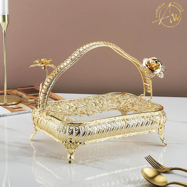 Storage Bowl Toughened Metal Glass Decor