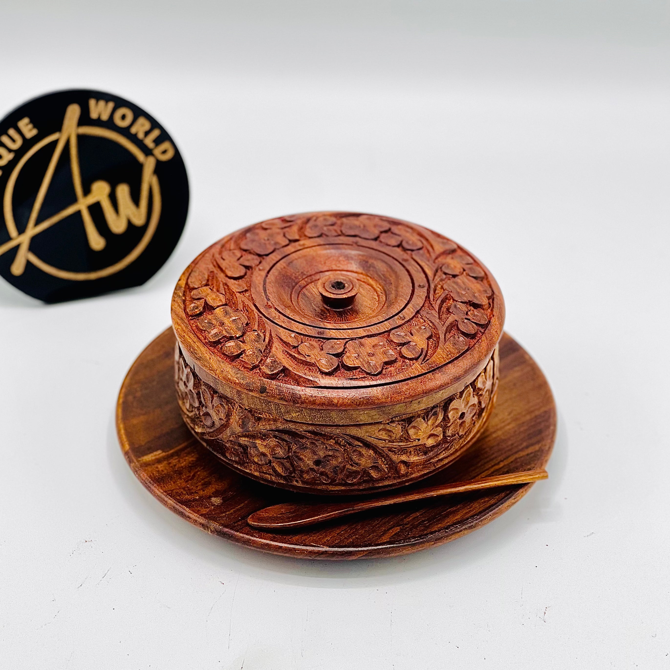 Wood Carving Sugar Pot