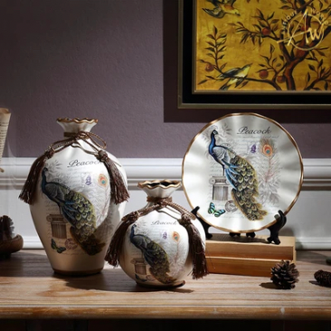Peacock Ceramic Vase,Set of 3 Pieces