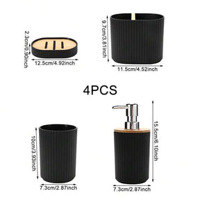 4 PCs Matt Black Bath Set