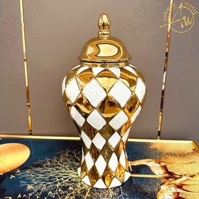 Electroplated Golden Ceramic Flower Vase ( Set of 2 )