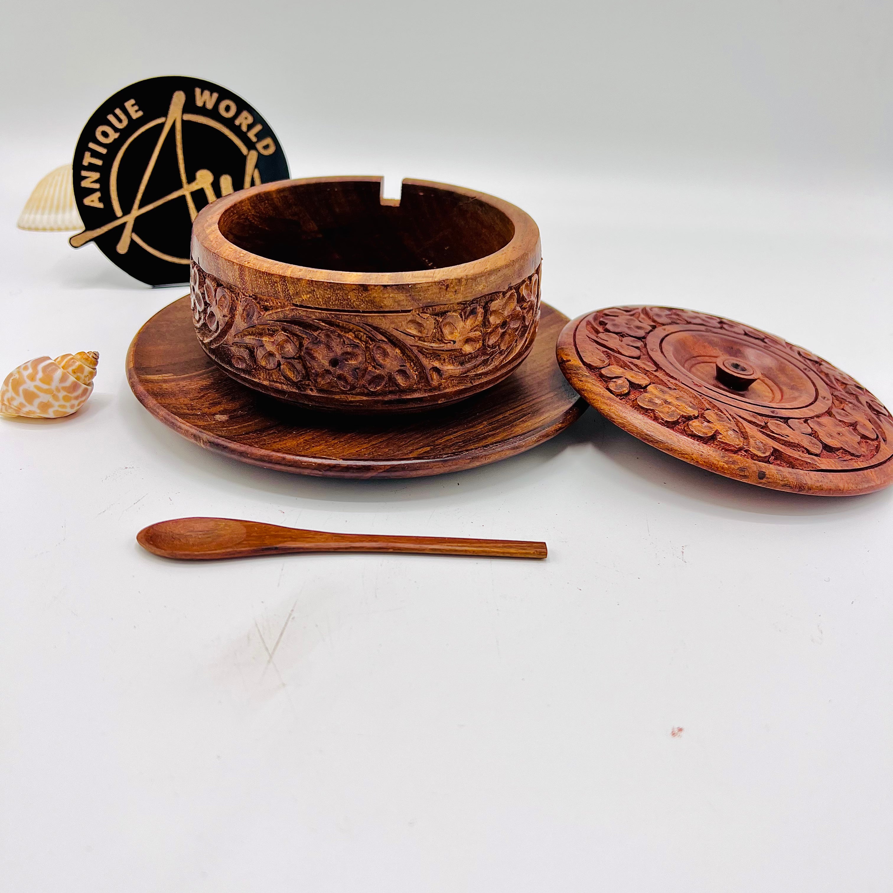 Wood Carving Sugar Pot