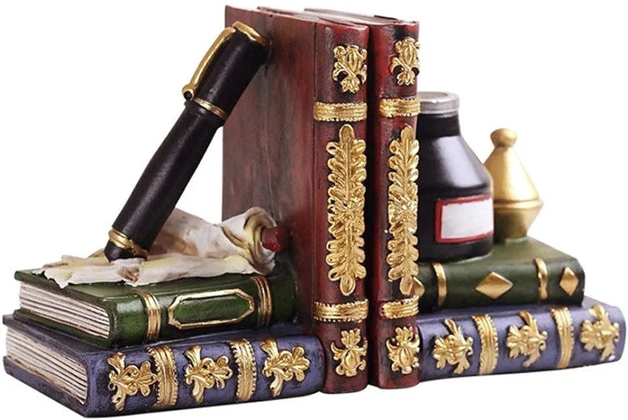 Pen and Ink Bottle with Oil Lamp Bookend