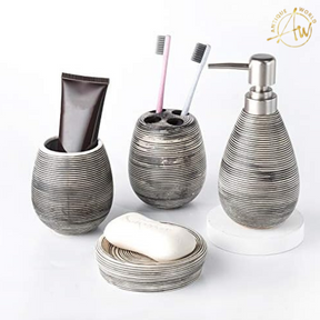 Black Textured Bathroom Set(4 PCs)