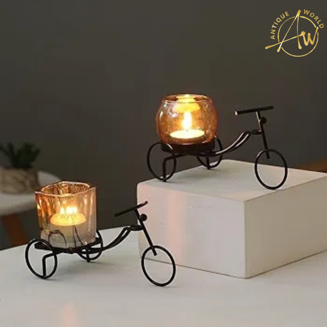 Premium Metallic Bicycle Candle Holder