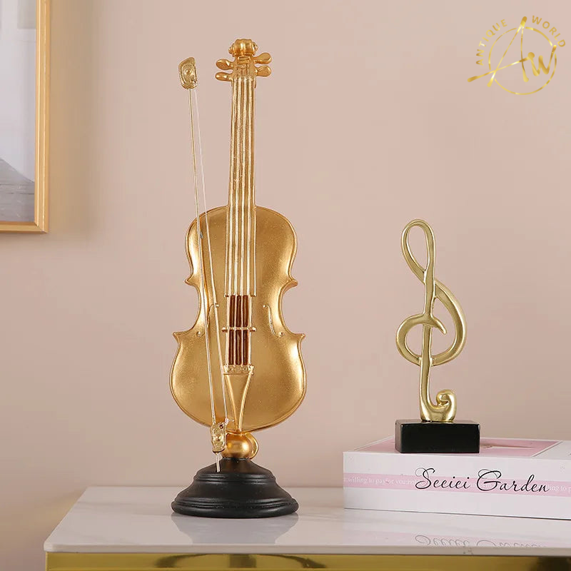 Retro Violin Musical Instrument Sculpture