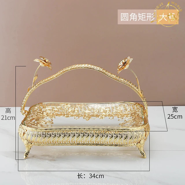 Storage Bowl Toughened Metal Glass Decor