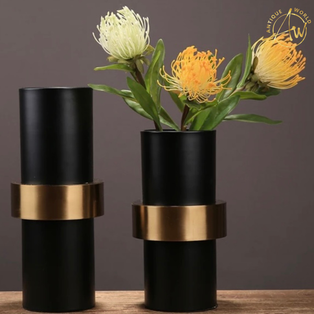 Europese Modern Eenvoudige Black Metal Flower Vase Decor (1 Pc )