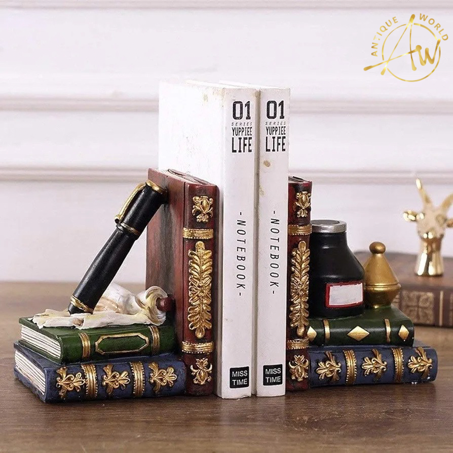 Pen and Ink Bottle with Oil Lamp Bookend