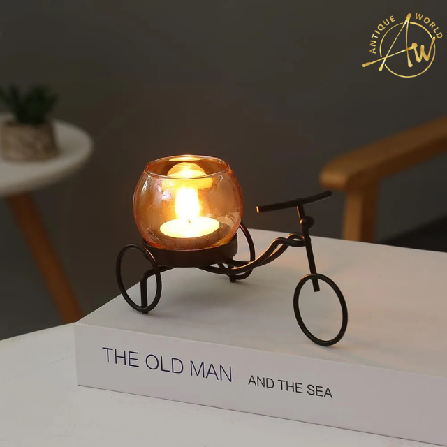 Premium Metallic Bicycle Candle Holder
