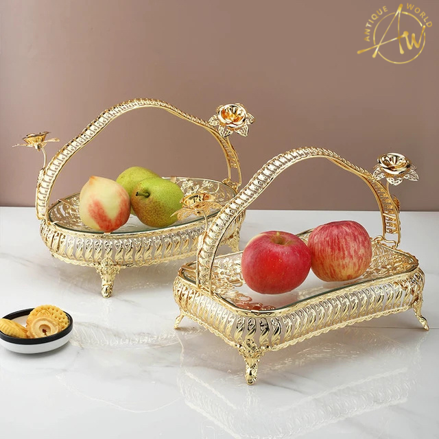 Storage Bowl Toughened Metal Glass Decor
