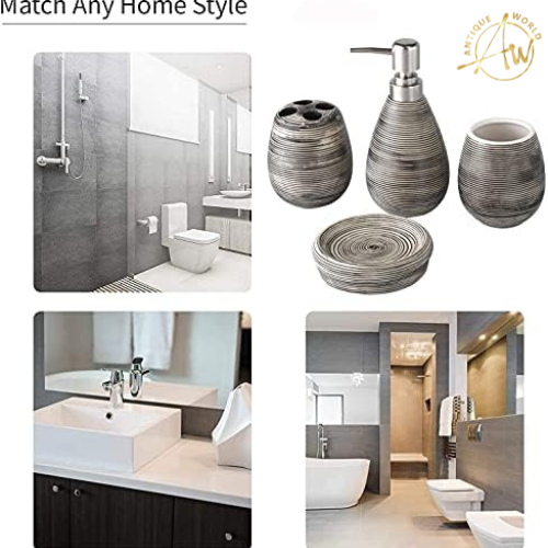 Black Textured Bathroom Set(4 PCs)