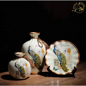 Peacock Ceramic Vase,Set of 3 Pieces