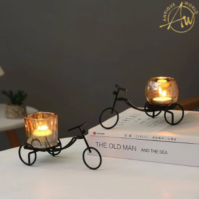 Premium Metallic Bicycle Candle Holder