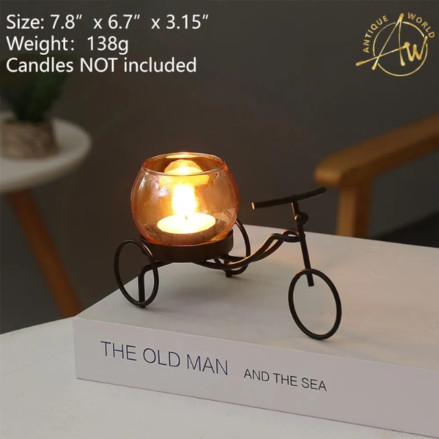 Premium Metallic Bicycle Candle Holder