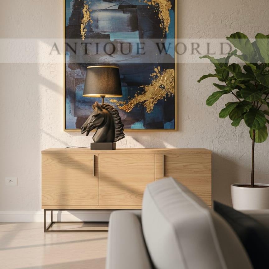 Royal Horse Figurine Brass Finish Table Lamp 1 Pc