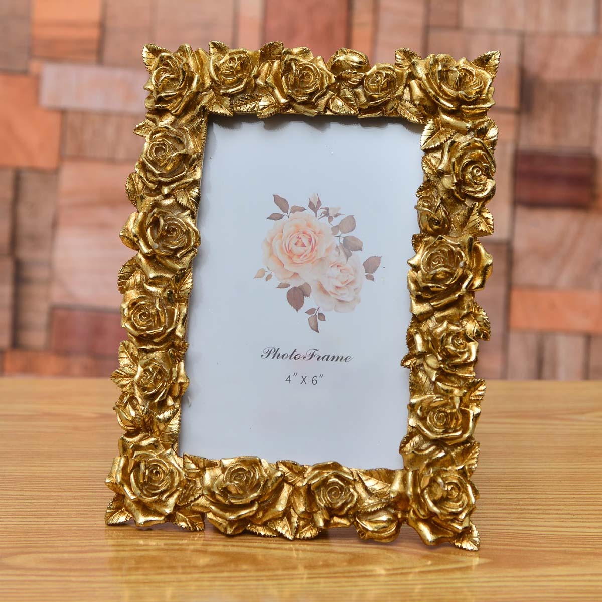 Gold Antique Roses Border Photo Frame