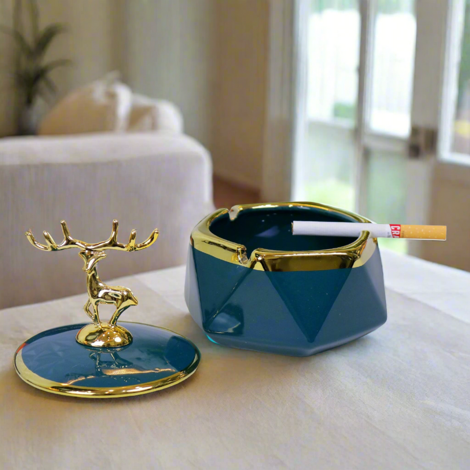 Ceramic Deer Lid Ashtray