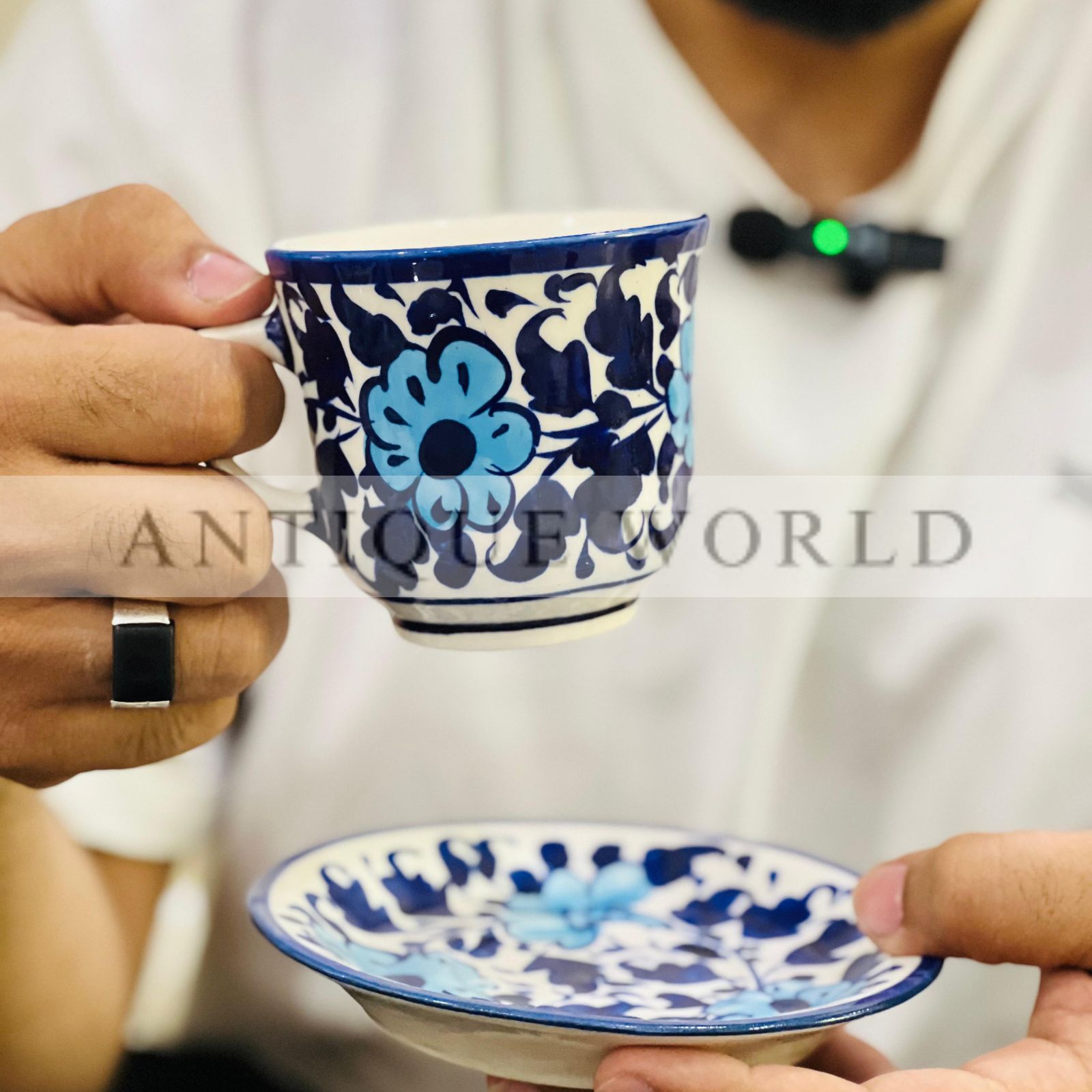 Royal Blue Pottery Blossom Tea Set ( 15pc )