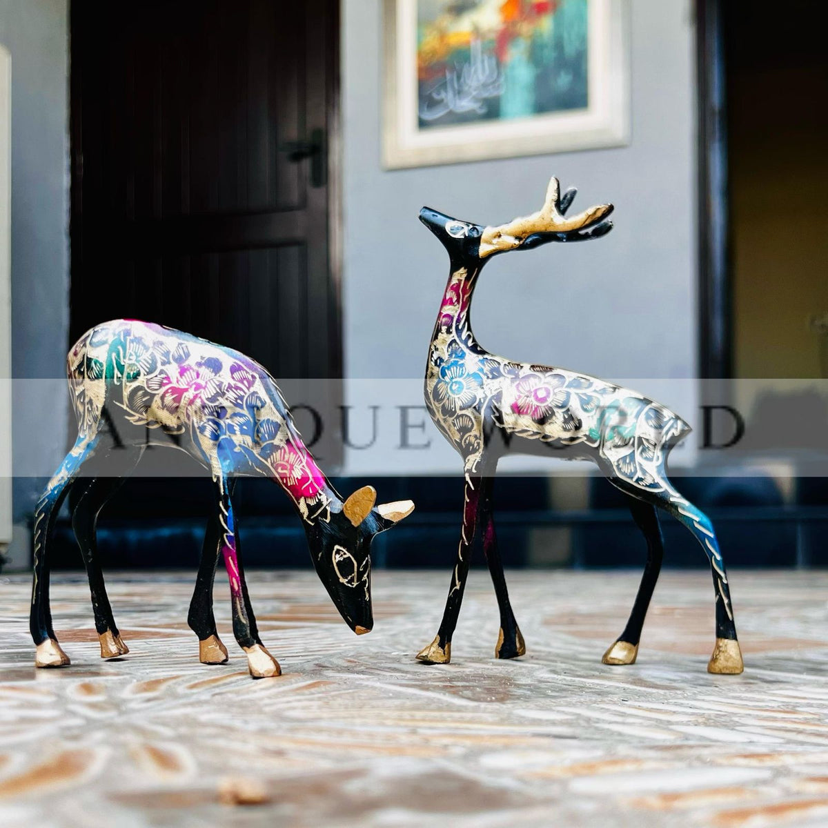 Handcrafted Brass Deer Figurine (Set of 2)