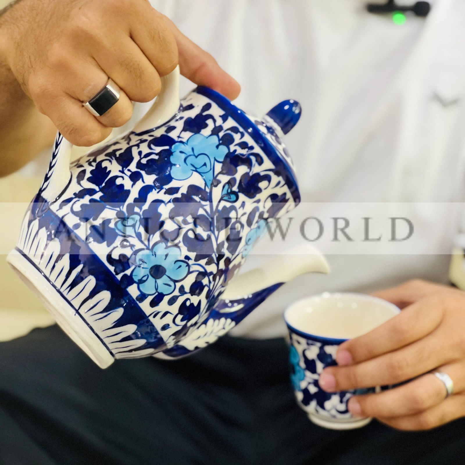 Royal Blue Pottery Blossom Tea Set ( 15pc )