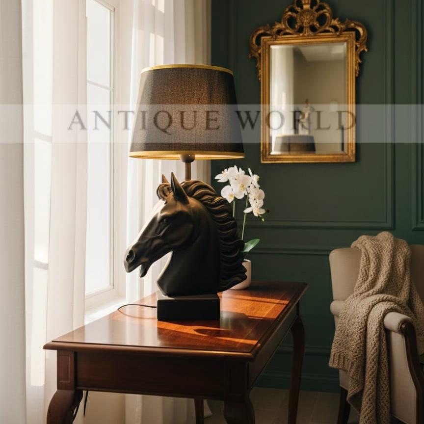 Royal Horse Figurine Brass Finish Table Lamp 1 Pc