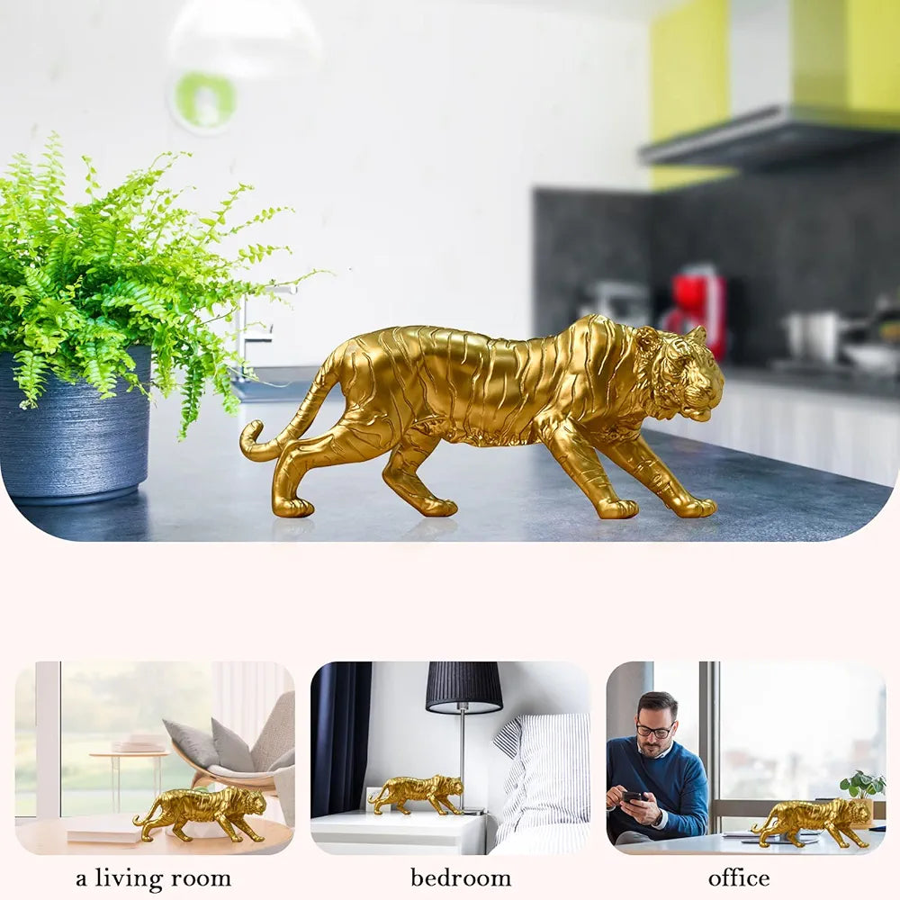 Golden Tiger Resin Statues for Home Indoor Office