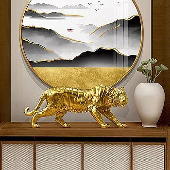 Golden Tiger Resin Statues for Home Indoor Office