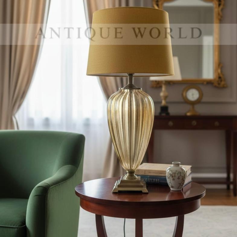 Luxurious Side Table Lamp with Golden Swirl ( Pair )