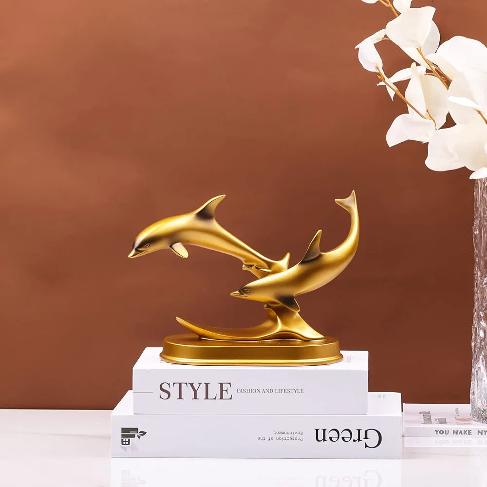 Gold Dolphin Model Statue