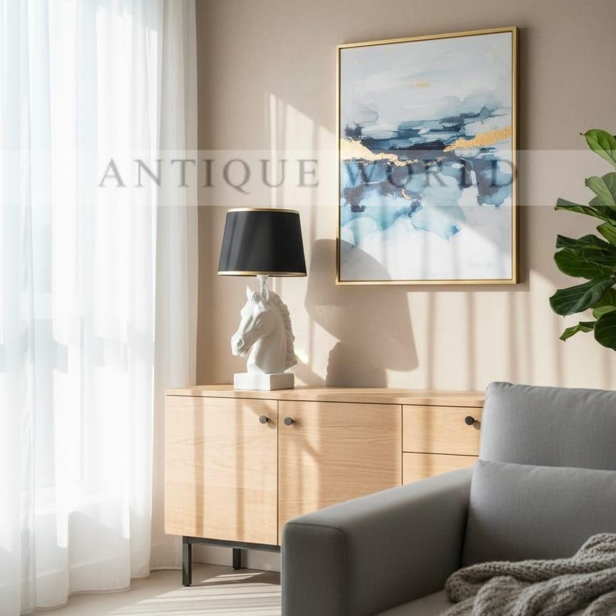 Royal Horse Figurine Brass Finish Table Lamp 1 Pc