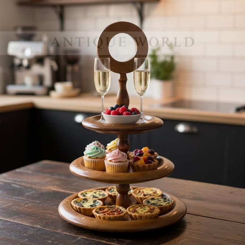 3 Portion Wooden Serving Tray