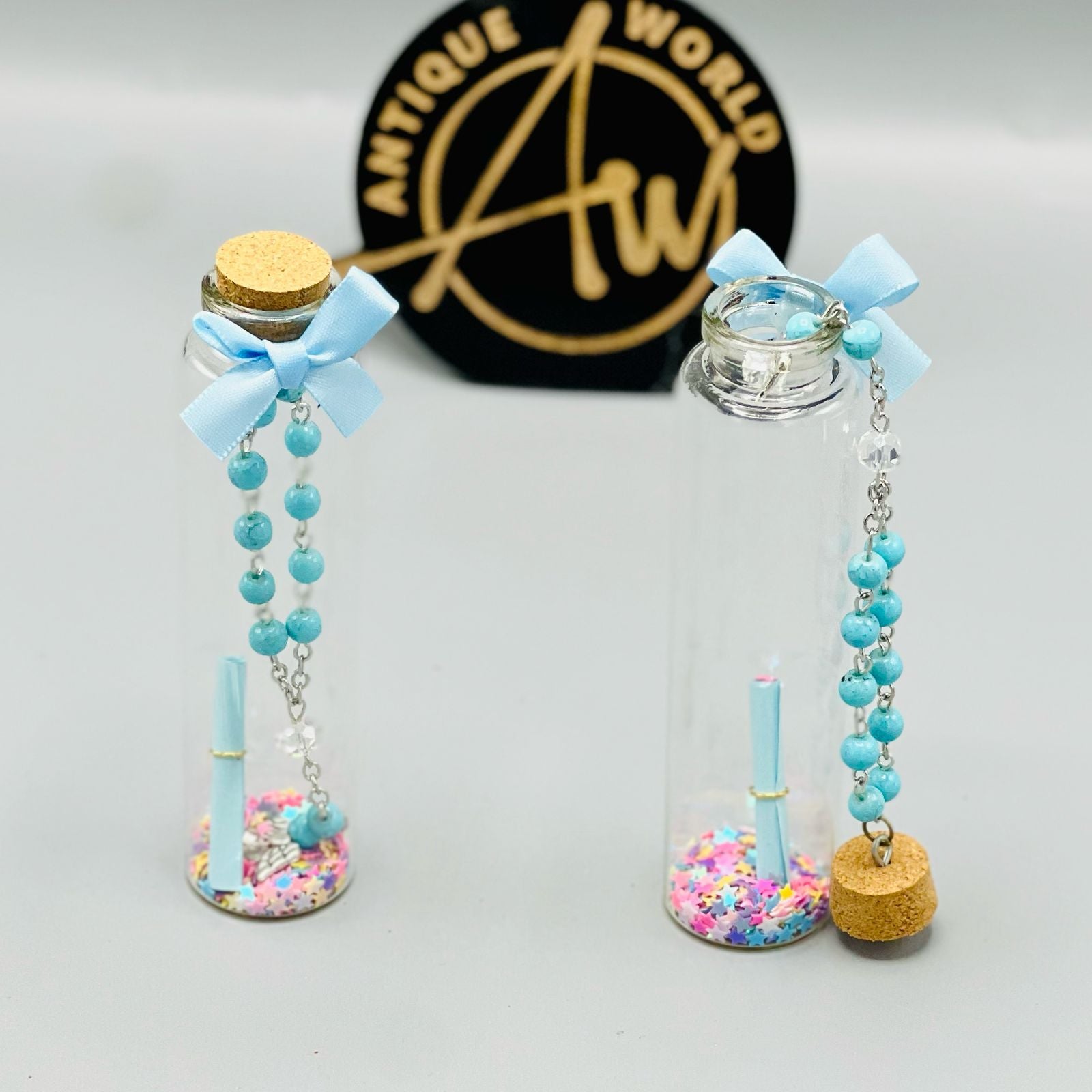 Charming Beaded Mini Msg Bottle ( Set of 2 )