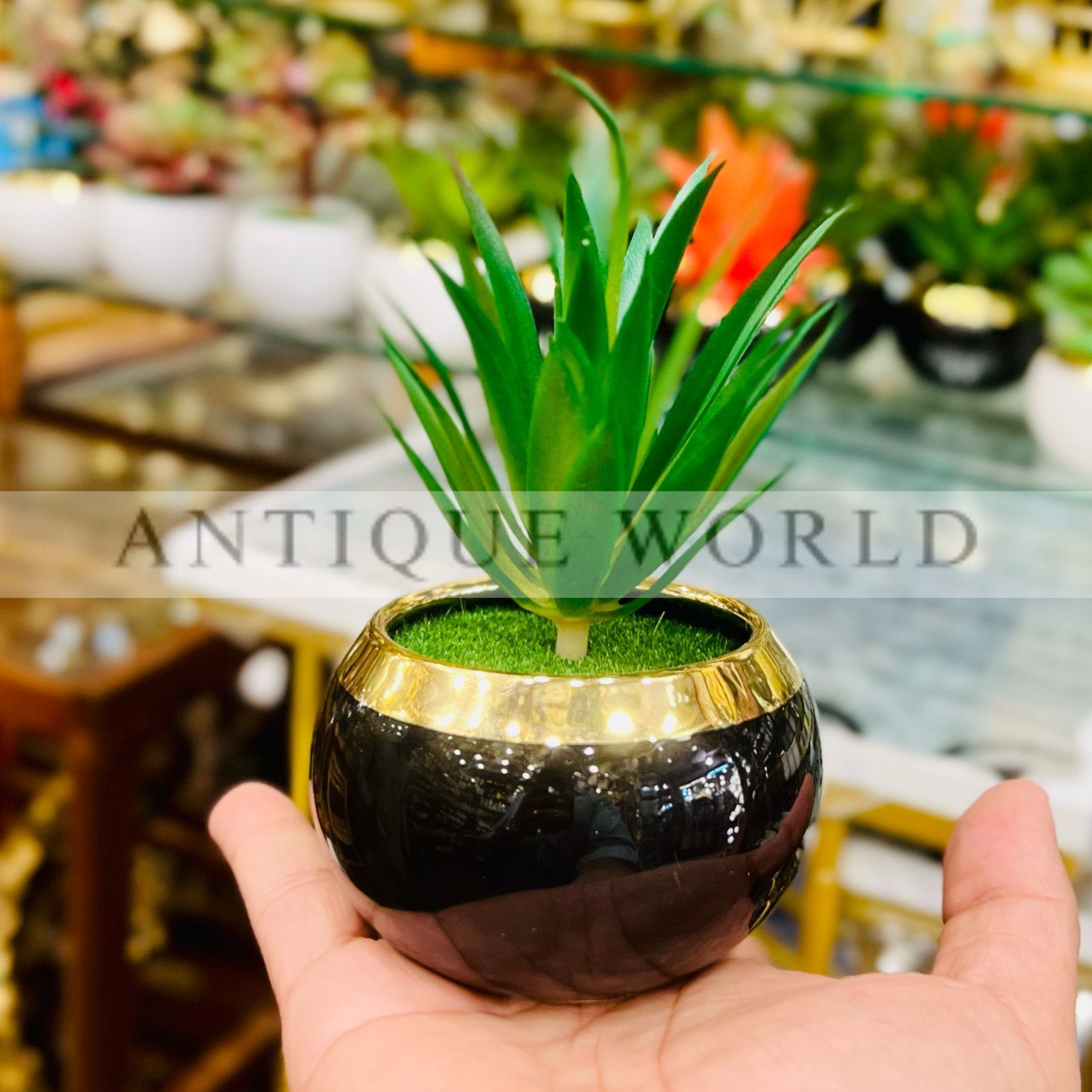 Artificial Reddish Plant with Ceramic Pot
