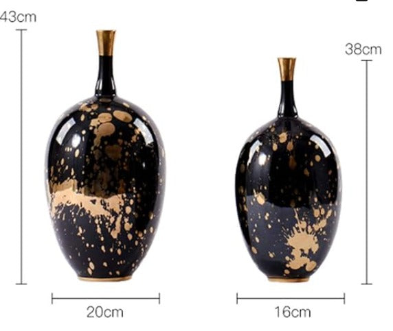 Black Gold Ceramic Vase(set of 2 )