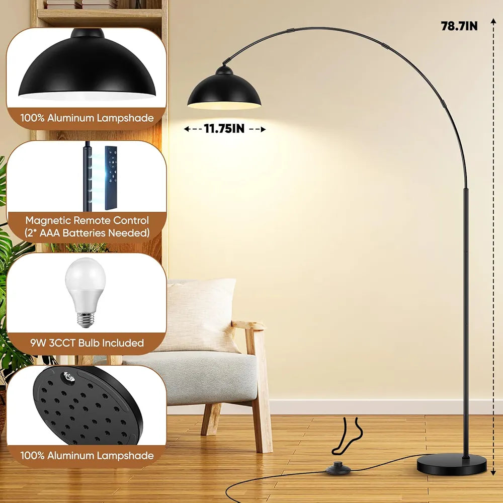 Modern Standing Arc Floor Lamp with LED Bulb