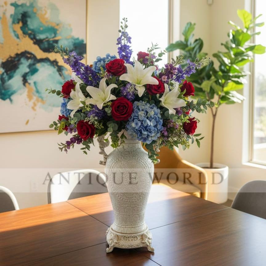 Textured Ceramic Jug Style Decorative Vase