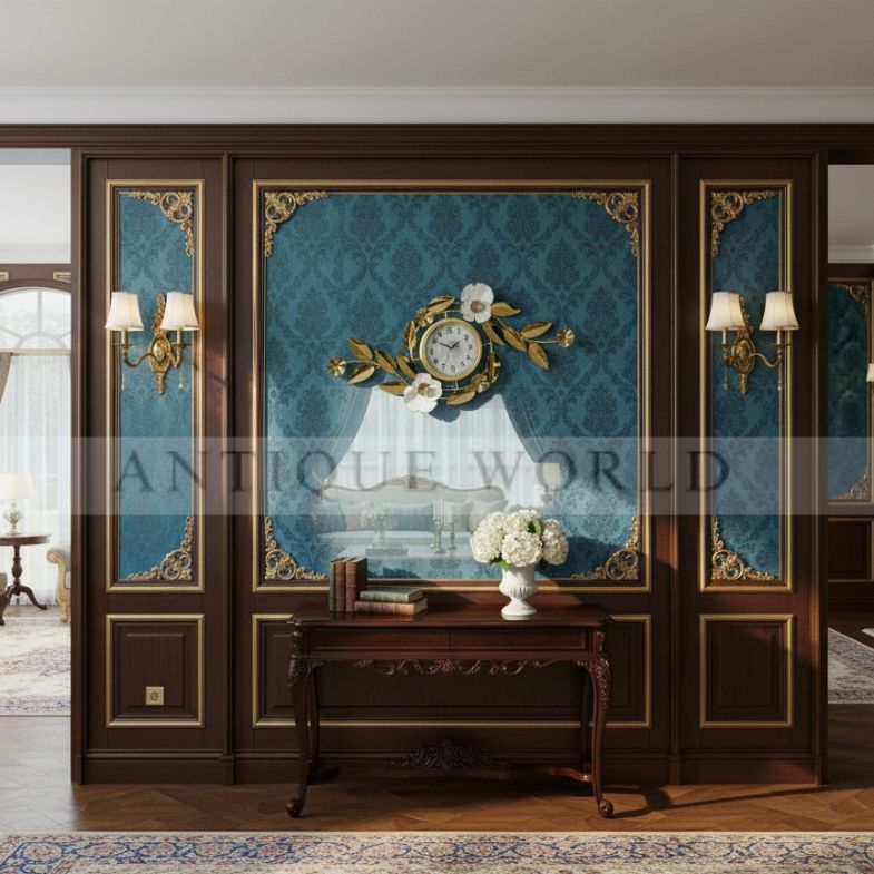 Metal Leaf and Flower Accent Clock