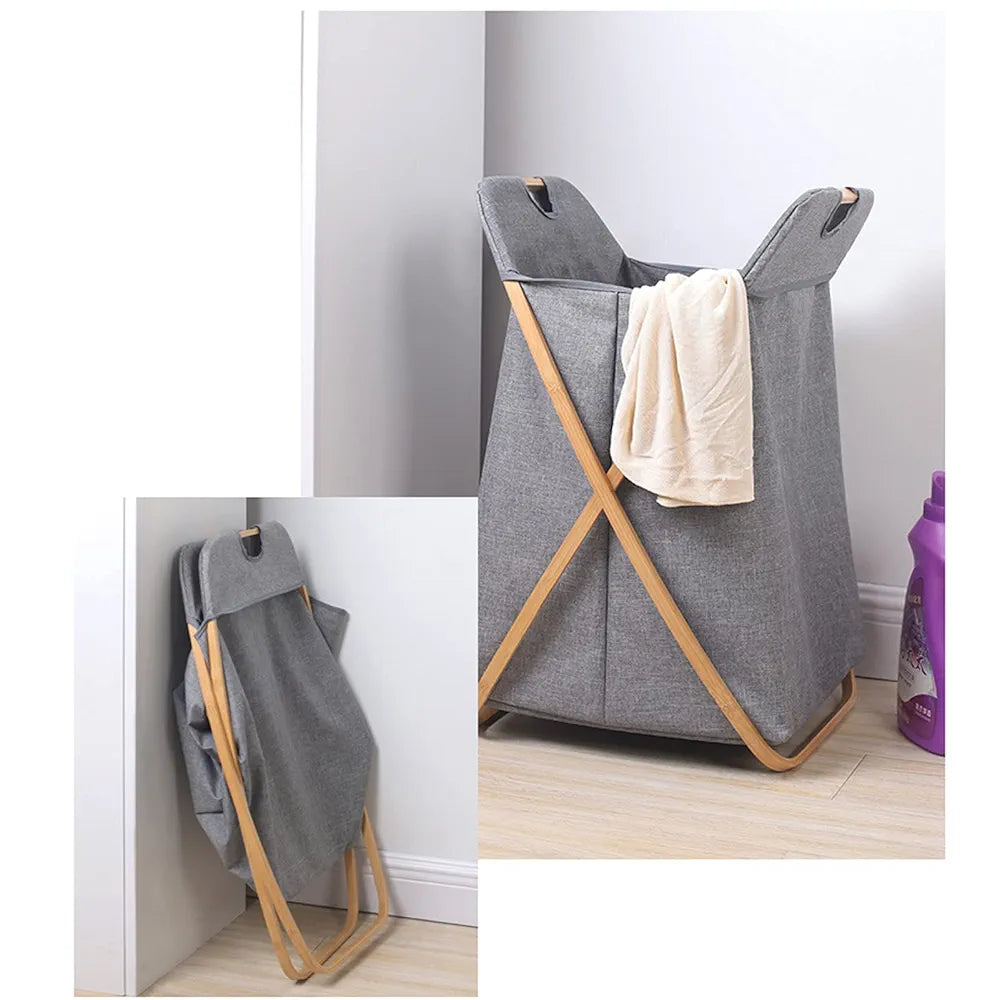 Laundry Basket with Bamboo